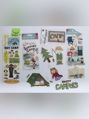 NWT Camping Sticker & Embellishment Lot | Summer Camp | Scrapbook